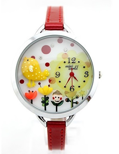 ミニワールド　デコウオッチ　かわいい　3D　メルヘン　ことり　レディース　腕時計の通販は 5,346円