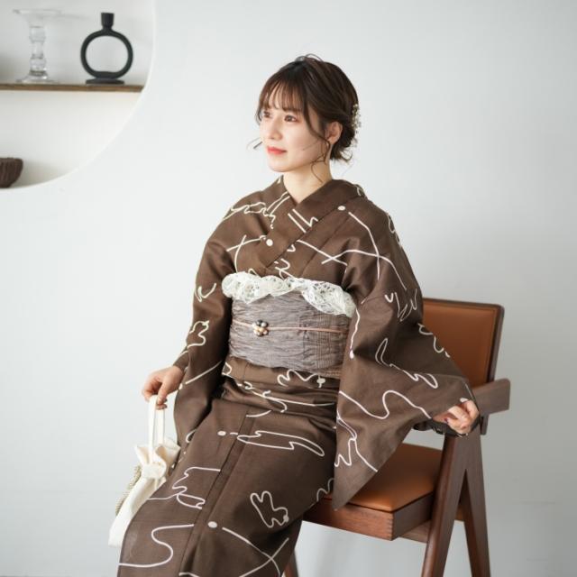 ✅新品【クリームに線描きアート】utatane たかあしあかり 浴衣単品 utataneのネットショッピング・通販はau PAY マーケット