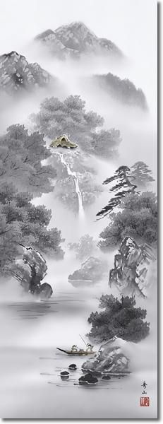 掛軸 掛け軸 山河幽寂 鈴村秀山 山水掛軸送料無料 尺五 床の間 和室 飾る 日常掛け オシャレ モダン 表装b2 020の通販はau Wowma 掛け軸の ほなこて