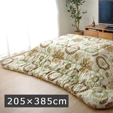 こたつ布団 長方形大 国産 花柄 掛け単品 ブラウン 約205×385cm 6柄シリーズ【送料無料】※同梱不可の通販は
