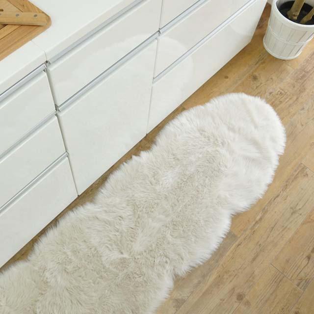 キッチンマット ふわふわフェイクファーマット キッチン 約45×240cm アクリル 毛足35mm 【送料無料】 ※北海道は1点ごとに送料がかかります