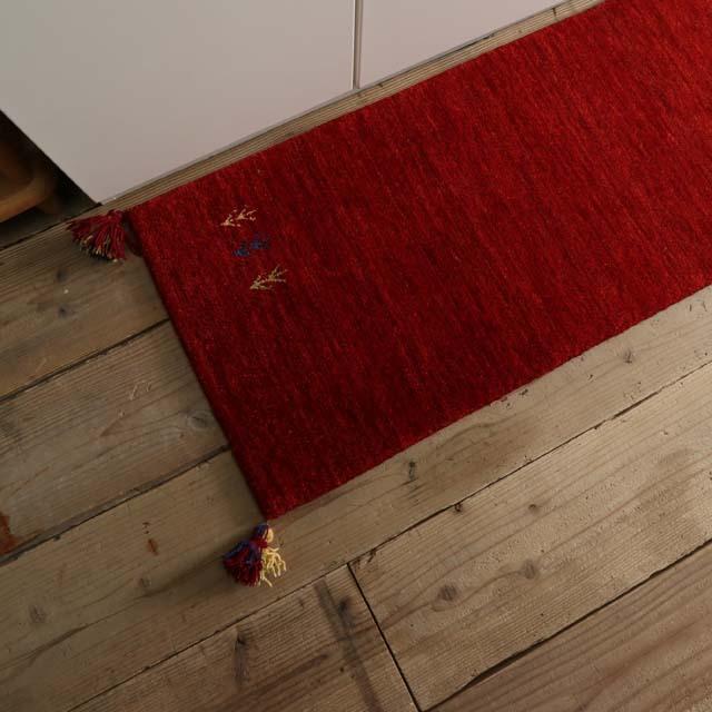 上質ウール100％のインドギャッベ キッチンマット 約45×120cm 【送料無料】 ※北海道は1点ごとに送料がかかります