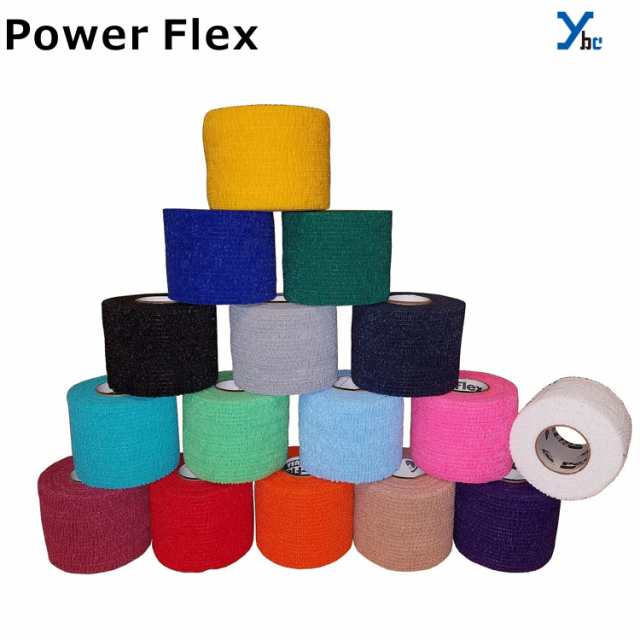 POWER FLEX パワーフレックス ダース 12個入り 50mm×5.5m テーピング 伸縮 グリッター ソリッド カモ サポーター バンデージ/バンテージ