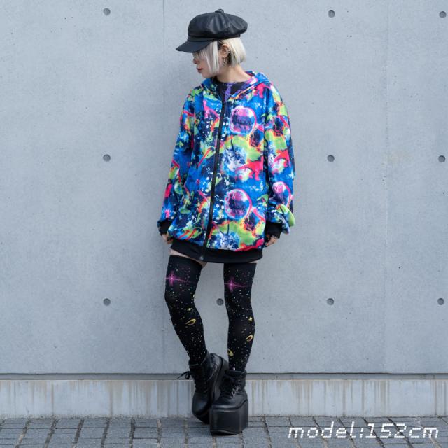 スペース C D Zip Bigパーカー 原宿 原宿系 ファッション 猫柄 宇宙柄 恐竜柄 パーカー 長袖 薄手 レディース メンズ ゆめかわいい 病みの通販はau Pay マーケット Acdc Rag Au Pay マーケット店