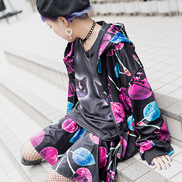 チェリー Zip Bigパーカー 原宿系 ファッション パーカー 長袖 パンク ロック V系 ヴィジュアル系 病み 服 病みかわいい 病みカワ 大きいの通販はau Pay マーケット Acdc Rag Au Pay マーケット店