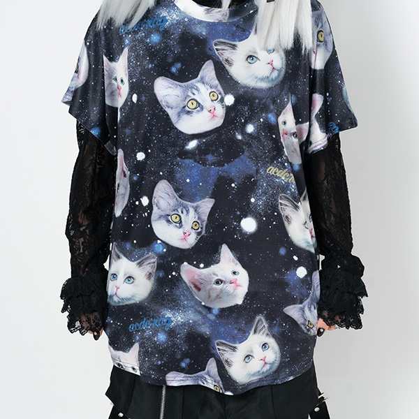 Cat Tシャツ 猫 宇宙 原宿系 Tシャツ 半袖 春夏 病みかわいい 派手カワ 総柄 かわいい ファッション メンズ レディース キッズ パンク ロの通販はau Pay マーケット Acdc Rag Au Pay マーケット店