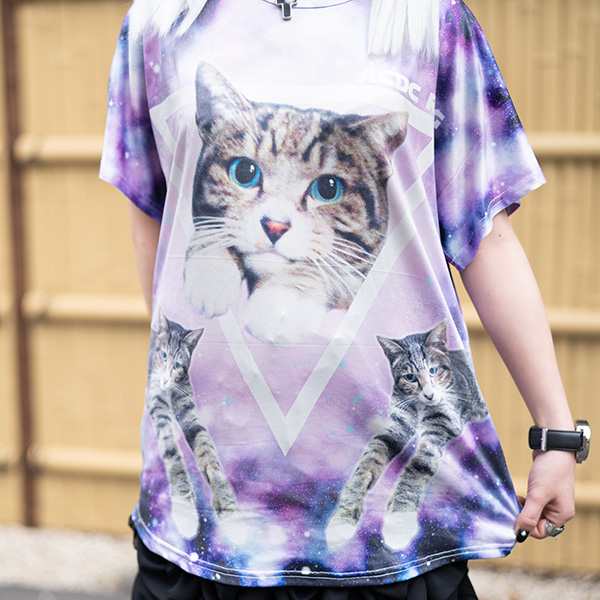 アンジ Tシャツ 猫 宇宙 原宿系 Tシャツ 半袖 春夏 病みかわいい 派手カワ 総柄 かわいい ファッション メンズ レディース キッズ パンクの通販はau Pay マーケット Acdc Rag Au Pay マーケット店