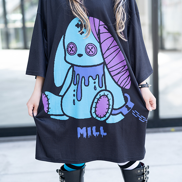 ミル ヒュージtシャツ 半袖 パンク ロック V系 ファッション バンギャ 原宿系 原宿 韓国 黒 青 病みかわいい 派手カワ 個性的 イラスト の通販はau Pay マーケット Acdc Rag Au Pay マーケット店