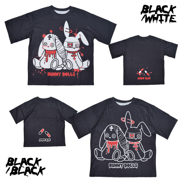 バニードール Tシャツ 半袖 パンク ロック V系 ファッション バンギャ 原宿系 原宿 韓国 黒 青 病みかわいい 派手カワ 個性的 イラスト の通販はau Pay マーケット Acdc Rag Au Pay マーケット店