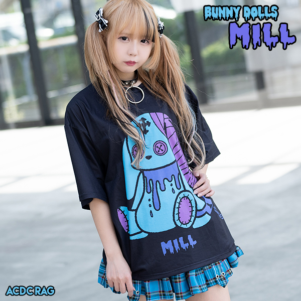 ミル Tシャツ 半袖 パンク ロック V系 ファッション バンギャ 原宿系 原宿 韓国 黒 青 病みかわいい 派手カワ 個性的 イラスト うさぎ レの通販はau Pay マーケット Acdc Rag Au Pay マーケット店