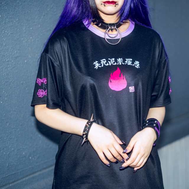 愛死天流 Tシャツ 半袖 ファッション 原宿系 原宿 病み 病みかわいい 派手カワ パンク ロック チャイナボタン 中華風 NEOチャイナ イラス