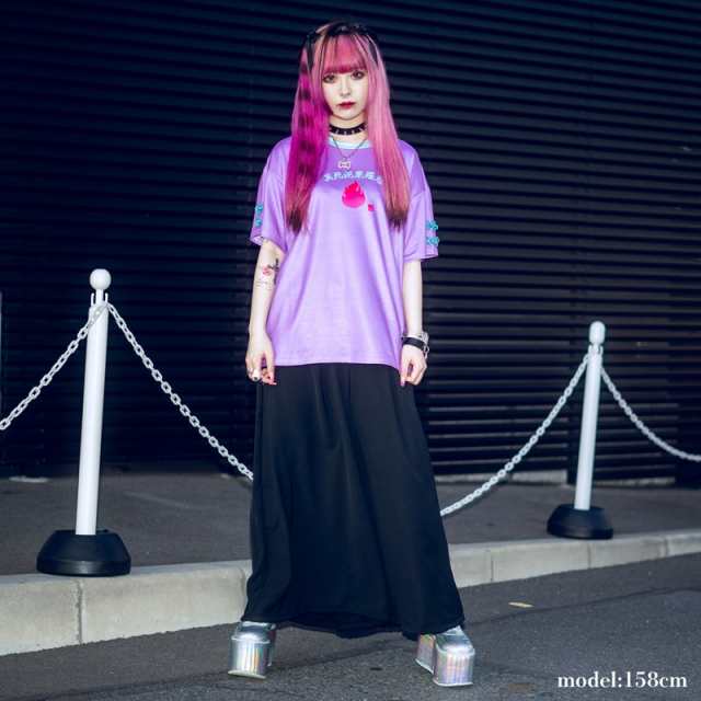 愛死天流 Tシャツ 半袖 ファッション 原宿系 原宿 病み 病みかわいい 派手カワ パンク ロック チャイナボタン 中華風 NEOチャイナ イラス