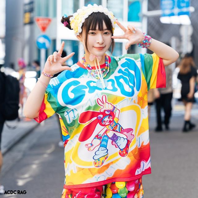 Groovy Tシャツ 半袖 カットソー 原宿系 原宿 派手カワ ファッション かわいい カラフル デコラ 女の子 個性的 レインボー ポップ キューの通販はau Pay マーケット Acdc Rag Au Pay マーケット店