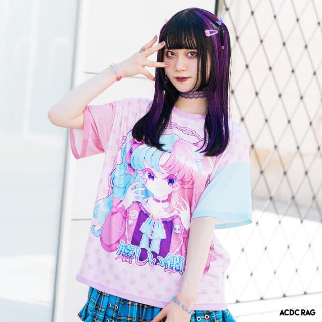 Happychain Tシャツ 半袖 カットソー 原宿系 原宿 派手カワ ファッション かわいい カラフル デコラ 女の子 個性的 パステル ハート ポッの通販はau Pay マーケット Acdc Rag Au Pay マーケット店