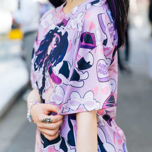 バラバラ Tシャツ 半袖 カットソー 原宿系 原宿 派手カワ ファッション かわいい 病み 病みかわいい パンク ロック 女の子 個性的 ダーク
