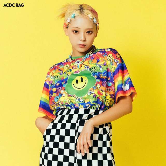 RAINBOW PF Tシャツ MIX 半袖 y2k 原宿系 原宿 派手カワ ファッション