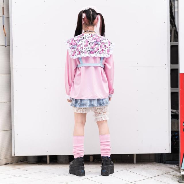 マイメロディブラウス 長袖 ハーネス 原宿 原宿系 病みかわいい 病みかわ メンヘラ 地雷 地雷系 量産型 ファッション パンク ロック V系 の通販はau Pay マーケット Acdc Rag Au Pay マーケット店