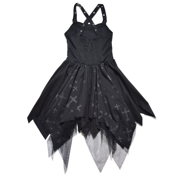 クロスワンピース ゴスロリ ワンピース 黒 ドレス 衣装 服 ゴシック ロリータ ゴス パンク ロック V系 バンギャ 変形 総柄 原宿 原宿系 の通販はau Pay マーケット Acdc Rag Au Pay マーケット店