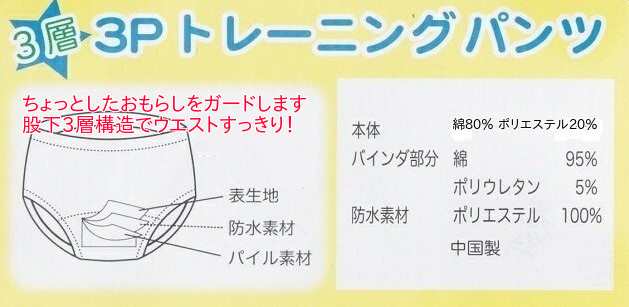 業界No.1 ナカタ はらぺこあおむし3層構造トレーニングパンツ3枚組HH5044