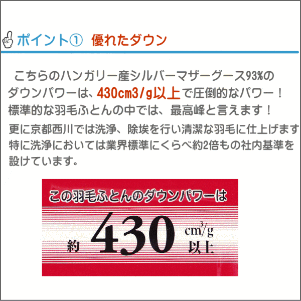 羽毛布団 ダブルサイズ 京都西川 ローズ羽毛 ハンガリー産シルバーマザーグース93 二層キルトの通販はau Pay マーケット 寝具天国