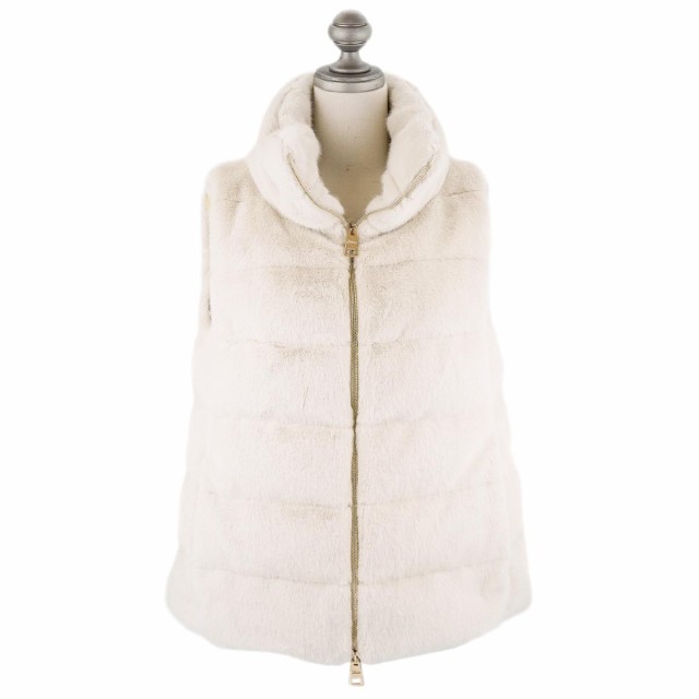 HERNO ヘルノ 2023年-2024年秋冬新作 ダウンベスト PI001514D 12354 LADY FAUX FUR レディース フェイクファー 1985 CHANTILLY ベージュ