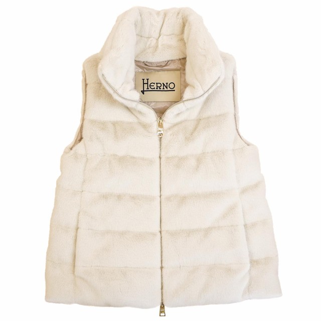 HERNO ヘルノ 2023年-2024年秋冬新作 ダウンベスト PI001514D 12354 LADY FAUX FUR レディース フェイクファー 1985 CHANTILLY ベージュ