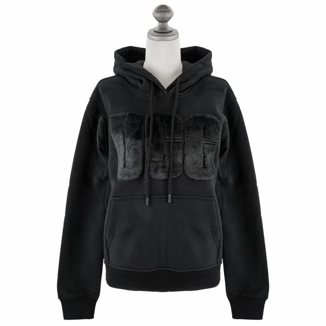 UGG アグ フーディー 2023年-2024年秋冬新作 1121385 Rey Fuzzy Logo Hoodie レディース 女性 ロゴ パーカー BLACK ブラック