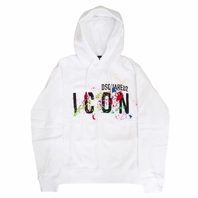 DSQUARED2 ディースクエアード フーディー S79GU0072 S25516 Icon Splatter Hoodie メンズ  プルオーバーパーカー 100 WHITE ホワイト｜au PAY マーケット