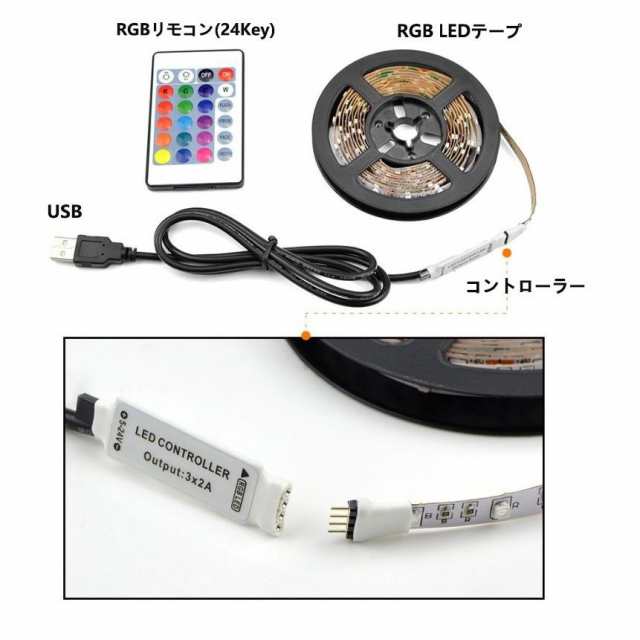 LED テープライト USB対応 3m SMD3528 5V LEDテープ RGB 間接照明 棚下照明 テレビの背景照明用LEDの通販はau PAY  マーケット - NISSIN LUX