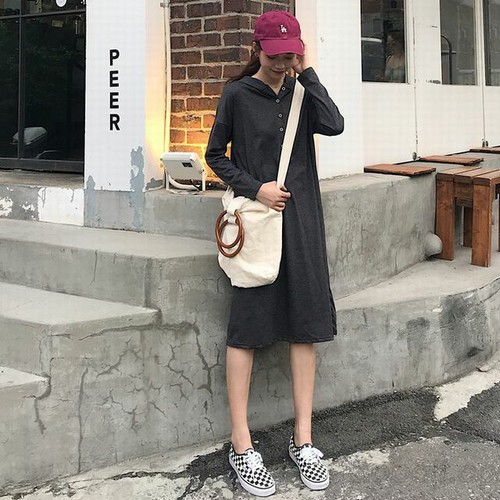 ダークグレー Mサイズ ワンピース フード付きワンピ ロンt カジュアル カジュアルコーデ 無地 Aラインの通販はau Pay マーケット ダイレクト販売サービス Au Pay マーケット店