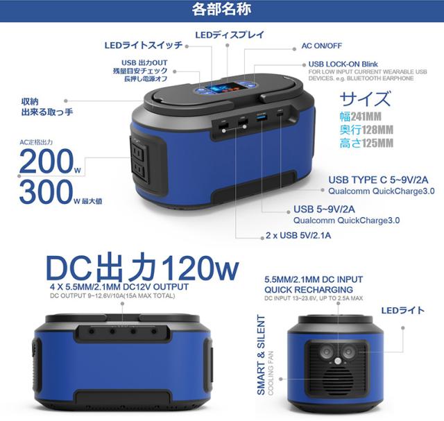 ポータブル電源 222wh 60 000mah ポータブルコンセント 防災 災害用 蓄電池 発電機 防災グッズ 停電 家庭用蓄電池 大容量 正弦波 車中泊 Au Pay マーケット