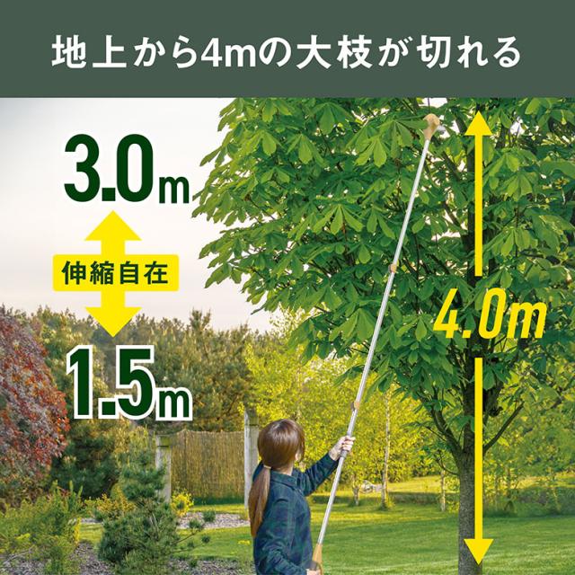 【45％引き】ムサシ 充電式大枝カッター（BCT-1000） バッテリー・充電器付き チェーンソー 切断工具 園芸用機械 切断機械 太枝 花 ガーデン DIY ガーデニング 丸太 庭木 幹 太い枝 電動 伸縮 剪定 パワフル コードレス 枝木 伸縮_1
