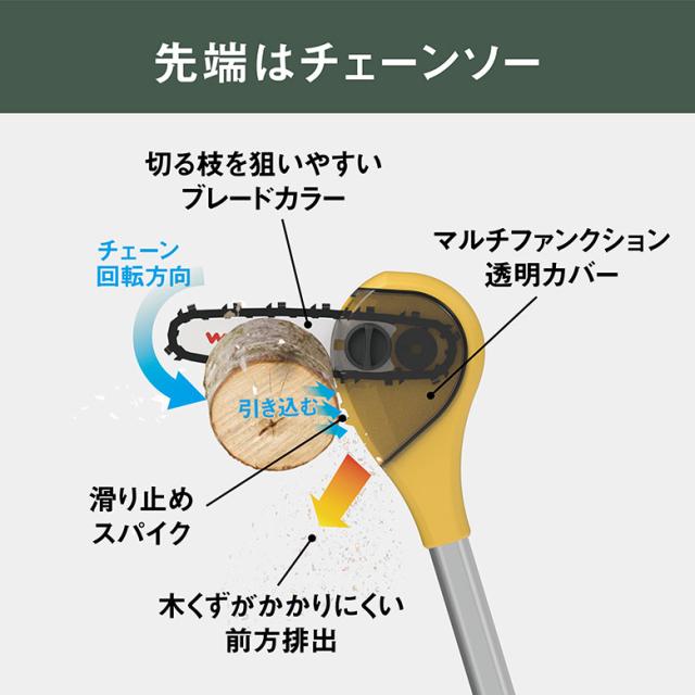 【45％引き】ムサシ 充電式大枝カッター（BCT-1000） バッテリー・充電器付き チェーンソー 切断工具 園芸用機械 切断機械 太枝 花 ガーデン DIY ガーデニング 丸太 庭木 幹 太い枝 電動 伸縮 剪定 パワフル コードレス 枝木 伸縮_4