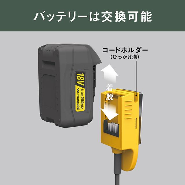 ※オマケ（安全メガネ）プレゼント※草刈り機 雑草抜き ムサシ 充電式除草バイブレーター18V バッテリーホルダー型 ハンドル付き（WE-770/WE-709）バッテリー・充電器付き 草取り 草むしり 草抜き 振動除草 除草機 ガーデニング 園芸 畑 庭 手入れ コードレス ハイパワー_3