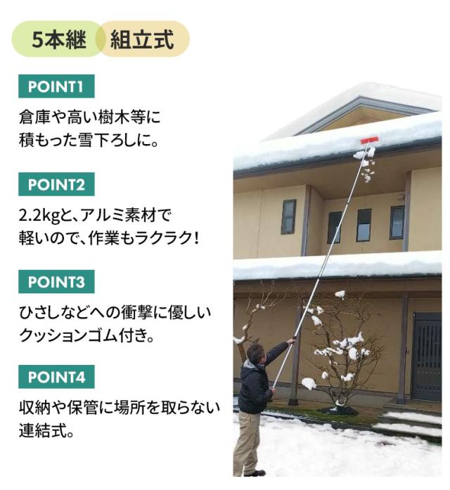 ひさし・屋根雪落し（5.0m） 雪落とし 雪かき 冬 雪 除雪 雪掻き 農業 用具 工具 家庭菜園 収穫 ガーデニング アサノヤ_1