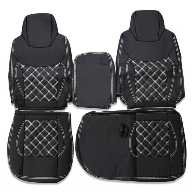 いすゞ エルフ 6型 ワイドキャブ シートカバー 運転席 助手席 ダイヤモンドステッチ ホワイト  ZEROの通販は 15,888円