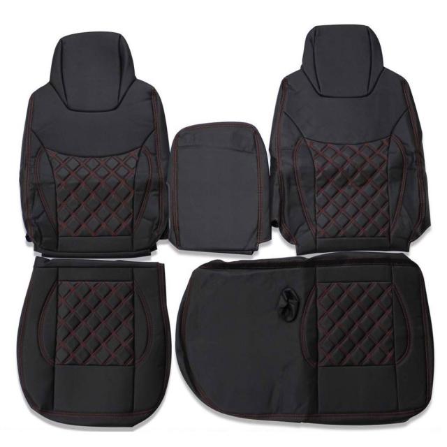 いすゞ エルフ 6型 ワイドキャブ シートカバー 運転席 助手席 ダイヤモンドステッチ レッド  ZEROの通販は 15,888円