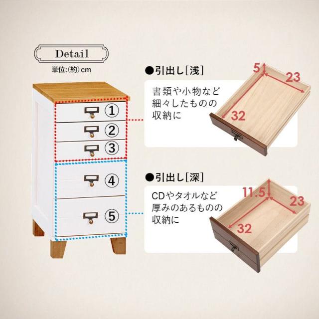 チェスト 完成品 5段 スリム a4 多段 書類 大容量 ロータイプ 白 茶色 幅30 引き出し 天板 木製 多段チェスト アンティーク サイドチェスト 収納 縦長