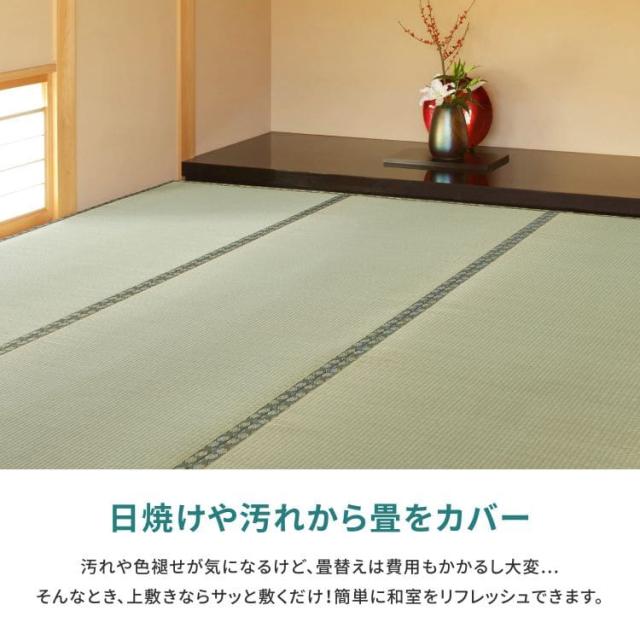 カーペット 上敷き い草 国産 4畳半 夏 本間 ペット対応 抗菌 防臭 日本製 正方形 ござ 夏用 ラグ 上敷き畳 おしゃれ 畳の上 花ござ いぐさ リバーシブル_2