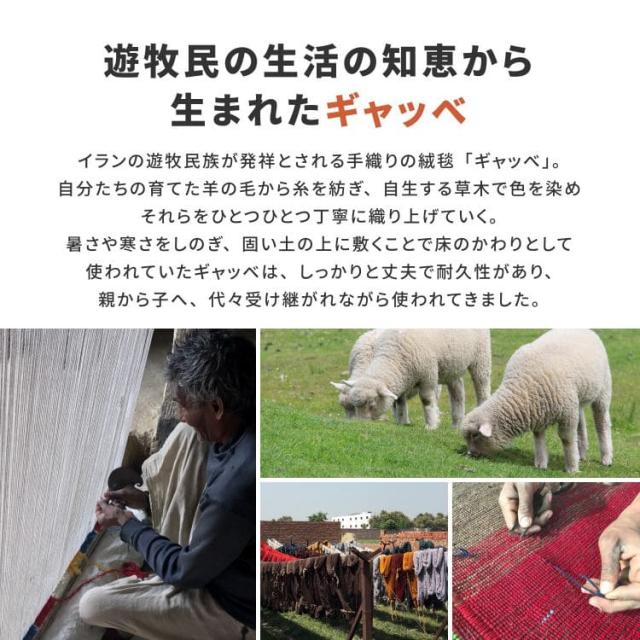 玄関マット ギャッベ 屋内 60 90 風水 ウール インド ギャベ 大きめ おしゃれ 大判 室内 高級感 60×90 豪華 柄 ラグ 玄関 事務所 室内用 フリンジ_3