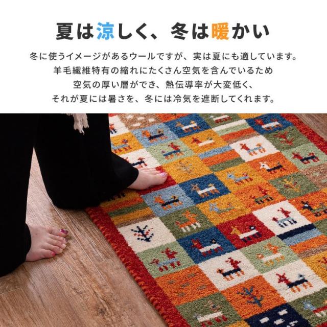 玄関マット ギャッベ 屋内 60 90 風水 ウール インド ギャベ 大きめ おしゃれ 大判 室内 高級感 60×90 豪華 柄 ラグ 玄関 事務所 室内用 フリンジ_4