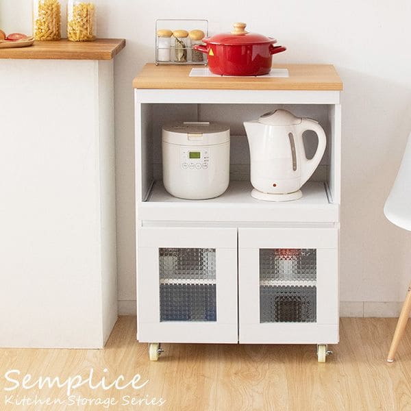 レンジ台 食器棚 幅60 コンセント キャスター スリム 収納 ワゴン 炊飯器 台 テーブル 扉 スライド棚 大型レンジ おしゃれ 木製 高さ85 移動式 作業台付きの通販は