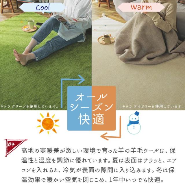 ラグ形 カーペット 冬 ギャッベ 厚手 丸型 140 冬用 ホットカーペット ギャベ 柄 インド 北欧 ウール 床暖房 高級感 本物 天然素材 羊毛 おしゃれ_8