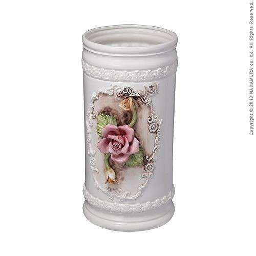 イタリア製 高級傘立て 陶器製 フラワー ローズ レインラック 傘立て