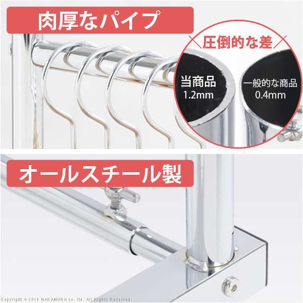 押入れ収納 ハンガーラック パイプハンガー 押入れ伸縮頑丈ハンガー 〔ポルタ〕 一間用（幅111〜181cm） 押し入れハンガー スチール シンプル 大容量