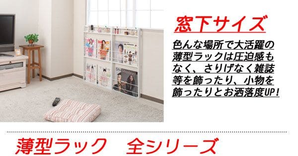 マガジンラック 薄型 スリム アイアン 白 コンパクト 壁面 本棚 幅45 低い ロータイプ 小さめ スチール ディスプレイ 絵本 新聞 北欧 おしゃれ リビング_9