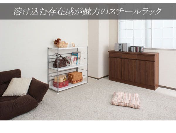 ラック 棚 スチール 可動 日本製 収納 3段 幅90 テレビ台 リビング 丈夫 棚板 スリム 本棚 木目調 洋服 観葉植物 ディスプレイ オープンラック おしゃれ_9