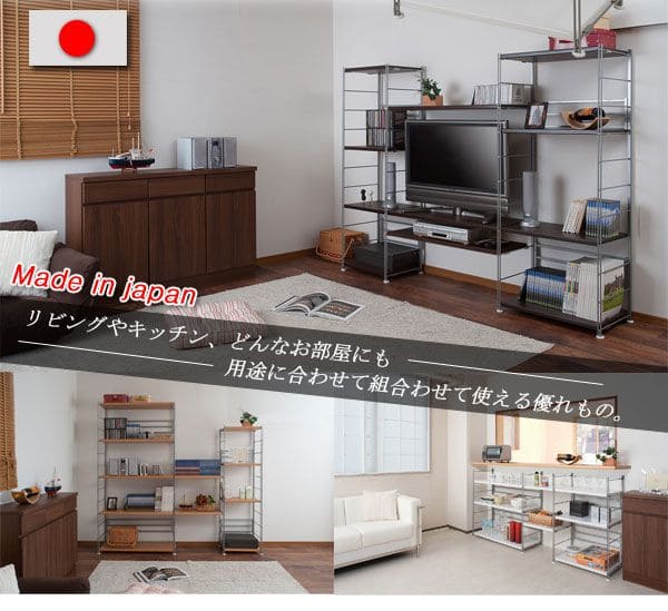 ラック 棚 スチール 可動 日本製 収納 5段 幅60 テレビ台 リビング 丈夫 棚板 スリム 本棚 木目調 洋服 観葉植物 ハイタイプ オープンラック おしゃれ_2