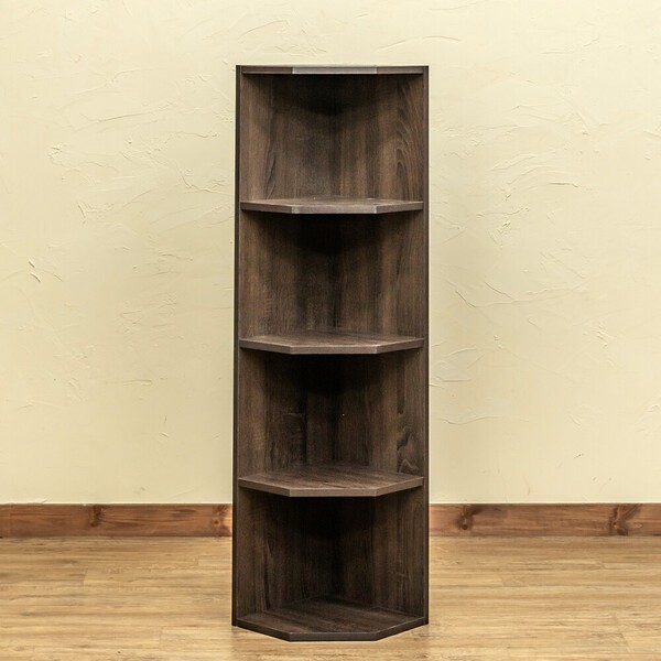 ダークブラウン 木製 コーナーシェルフ 3段 Amazon｜ウォールシェルフ 三段 木製フレーム コーナーラック