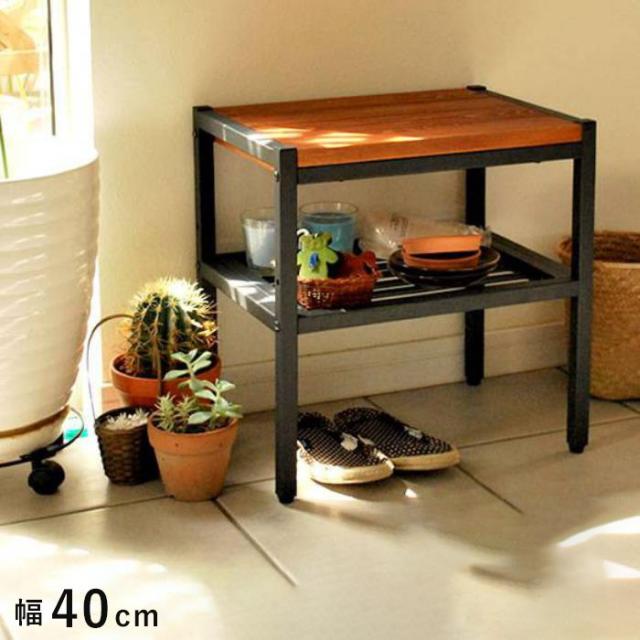 サイドテーブル 木製 スリム 収納 アイアン 棚 天然木 木目 幅40 ソファーテーブル ロータイプ 低め 玄関 奥行30 モダン ソファ レトロ テーブル おしゃれ ナイトテーブル コーヒーテーブル 頑丈 コンパクト 花台 ベッド横 天板 台の通販は 7,956円